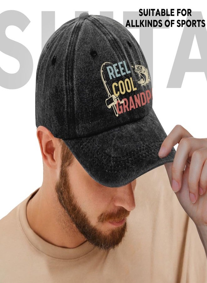 rofiowa Reel Cool Grandpa Adjustable Vintage Washed Cotton Baseball Cap, Funny Retro Trucker Hat for Men Grandpa Dad Fishing Lover, Retirement Birthday Gift for Fisherman - Image 5